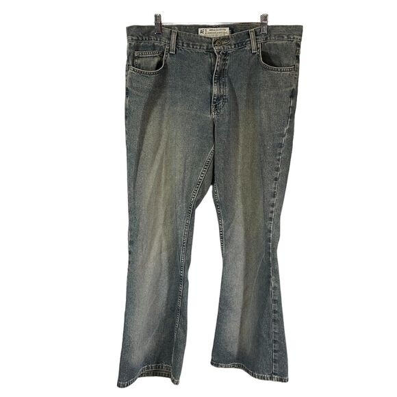 AEO Womens Blue Jeans SIZE 14 100% Cotton American Eagle Outfitters Flare Denim - Picture 11 of 11